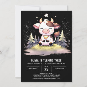 Invitation Enfants rustiques Vache Anniversaire