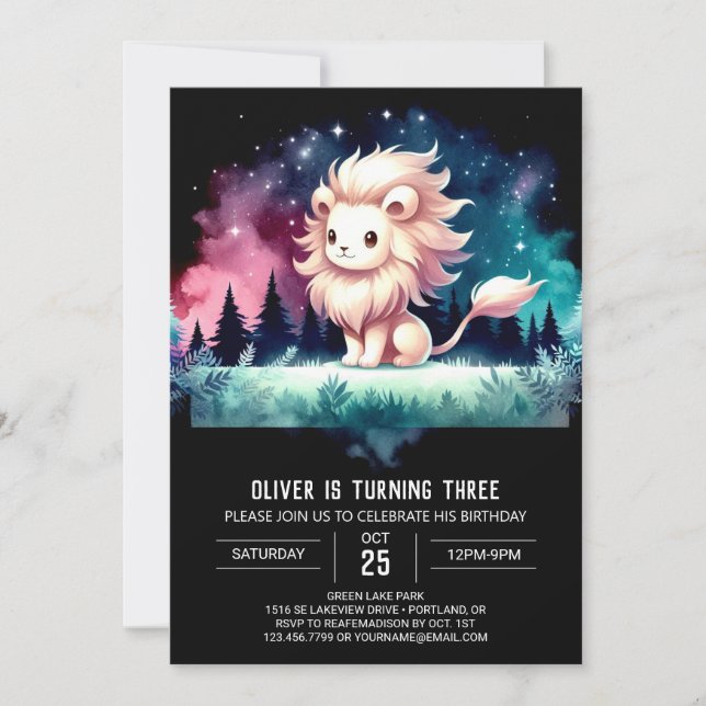 Invitation Enfants Safari Lion Anniversaire (Devant)