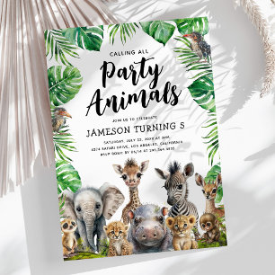 Invitation Enfants Safari Party Animaux Anniversaire