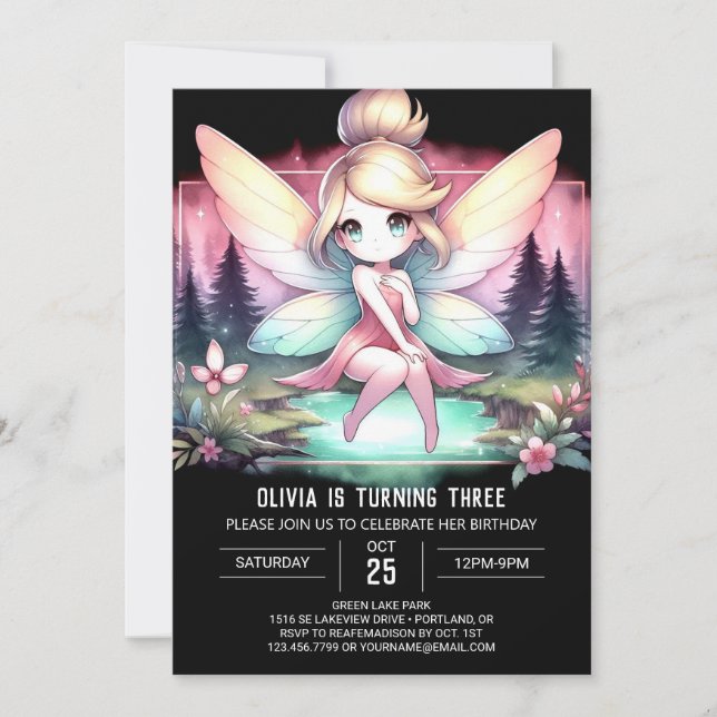 Invitation Enfants simples Fairy Anniversaire (Devant)