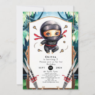 Invitation Enfants simples Ninja Anniversaire