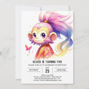 Invitation Enfants Singe Whimsical Anniversaire