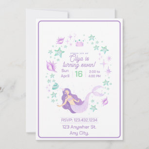 Invitation Enfants Sirène Anniversaire Splash