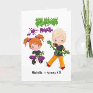 Invitation Enfants Slime Party Anniversaire Photo