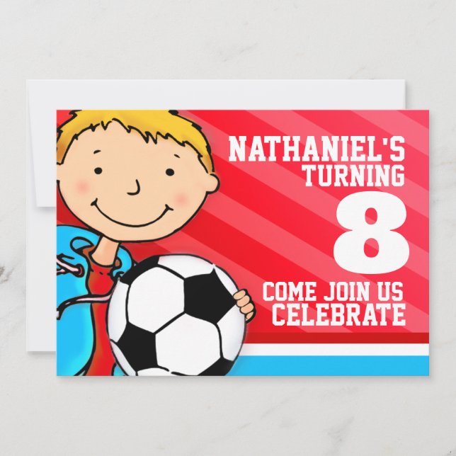 Invitation Enfants soccer / football sport anniversaire invit (Devant)