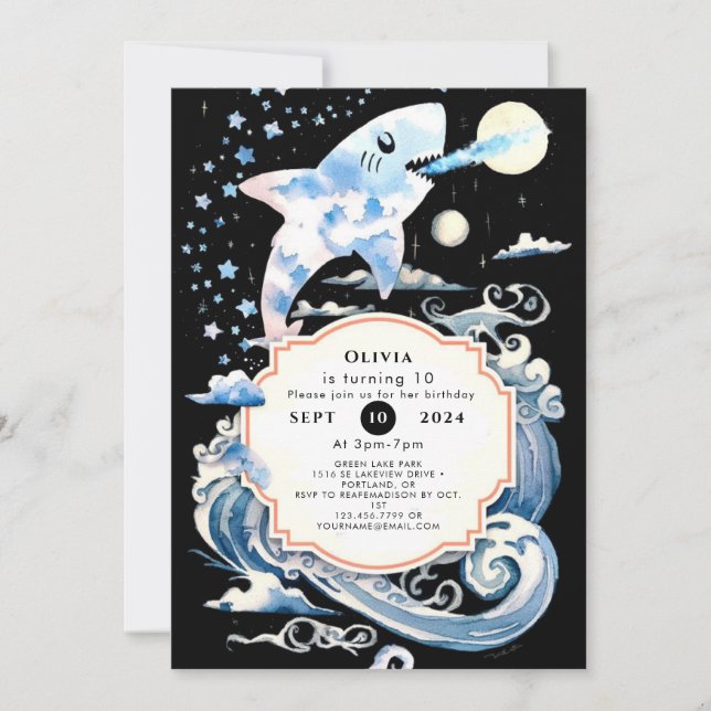 Invitation Enfants sous-marins enchantés Requin Anniversaire (Devant)