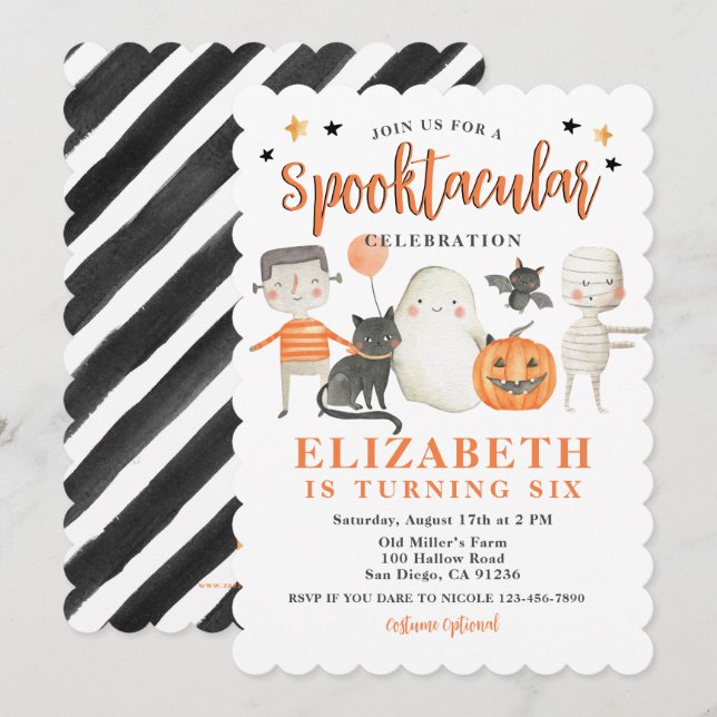 Invitation Enfants Spooktacular Halloween fête d'anniversaire (Devant / Derrière)