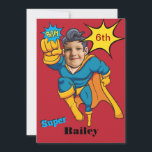 Invitation Enfants Super Spéciaux 🌟 Plus Grand Super-héros<br><div class="desc">Invitation d'anniversaire personnalisée pour enfant super-héros volant coloré. Créez votre propre anniversaire de super-héros pour cet enfant spécial dans votre vie. Modèle de photo d'anniversaire de super-héros champion</div>
