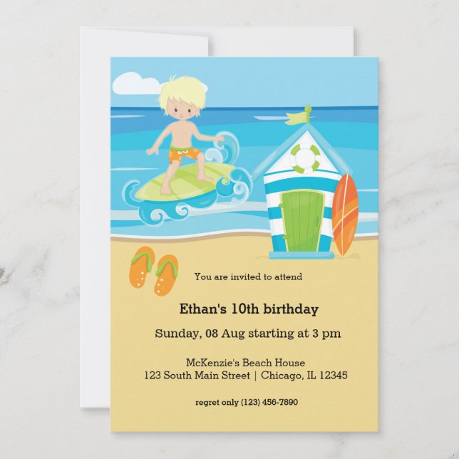 Invitation Enfants surfeurs (Devant)