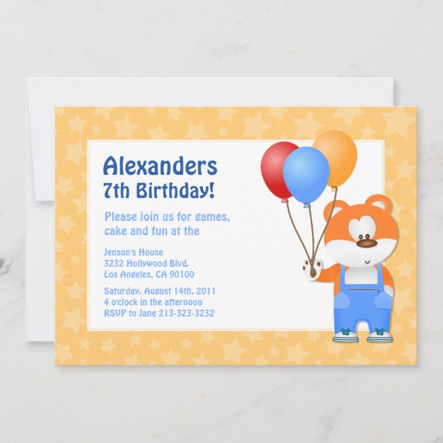 Invitation Enfants Teddy Bear Fête d'anniversaire (Devant)