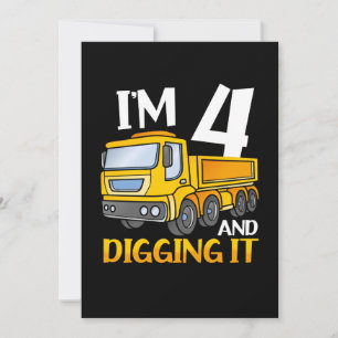 Invitation Enfants Trois 4ans 4e anniversaire Construction Ga