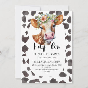 Invitation Enfants Vache Saint Anniversaire Fête Animaux de f