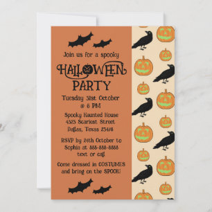 Invitation Enfants vintages citrouille fête d'Halloween Invit