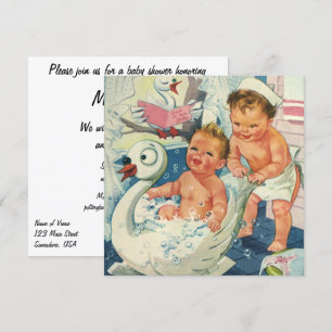 Invitation Enfants vintages dans le Baby shower de bain bulle