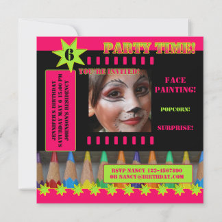 Invitation Enfants Visage Peinture Anniversaire Fête Invitati