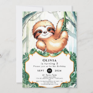 Invitation Enfants Whimsical Sloth Anniversaire