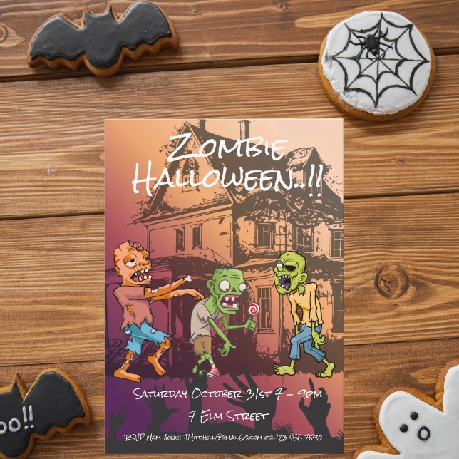 Invitation Enfants Zombie Halloween (Zombie Halloween Party Invite)