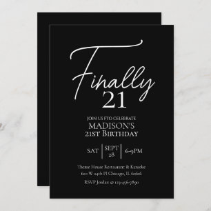 Invitation Enfin 21 Noir & Blanc 21e anniversaire
