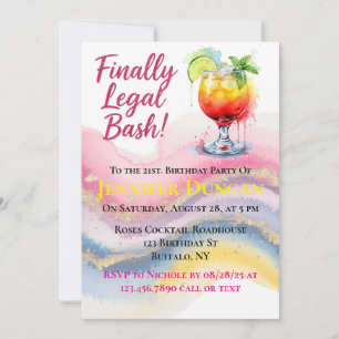 Invitation Enfin Juridique 21. Anniversaire pour une fille