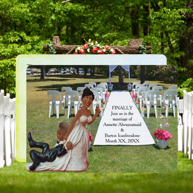 Invitation Enfin Mariage Funny Black Couple (Finally Getting Wed Funny African American Couple Invitation)