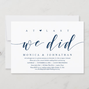 Invitation Enfin, nous avons fait, dîner de mariage en fuite 