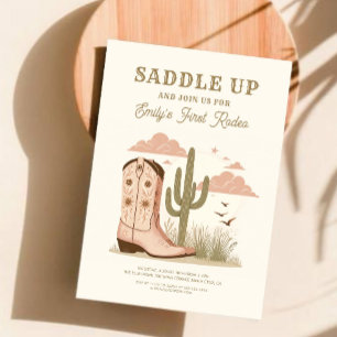 Invitation Enfourchez la fille au cactus sauvage de l'Ouest