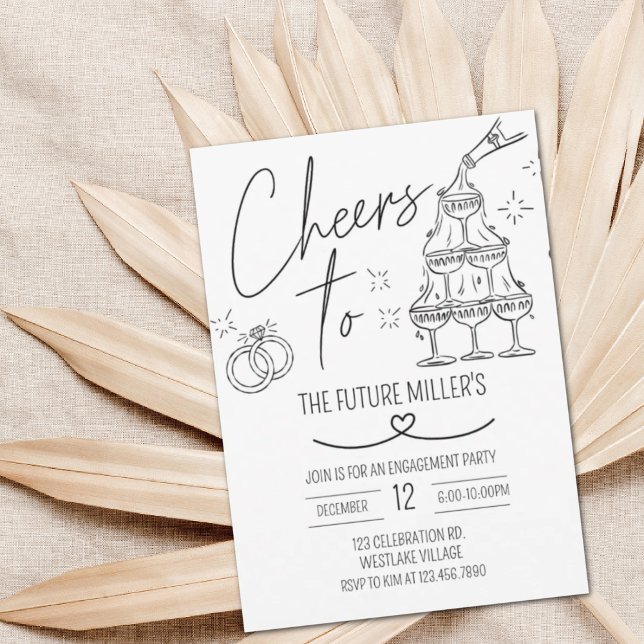 Invitation Engagement, Cheers, Modern, wedding (Créateur téléchargé)