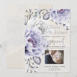 Invitation ENGAGEMENT   Fleurs de Lilac Rustique et Pivoine A