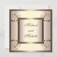 Invitation Engagement Glamour Crème Fleur Or
