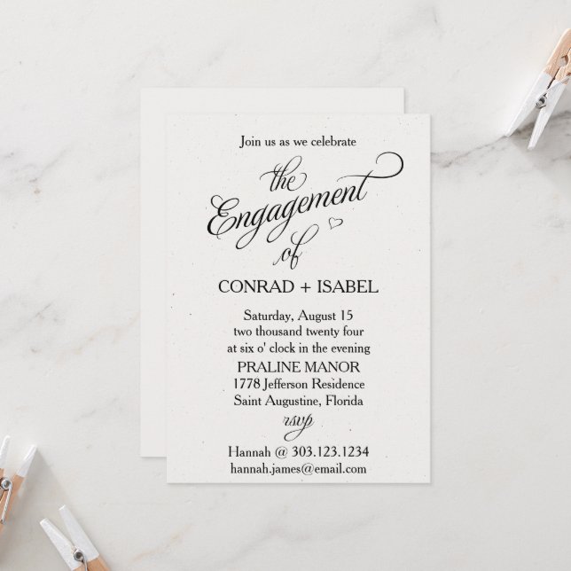 Invitation Engagement minimaliste (Devant/Arrière en situation)