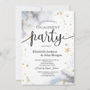Invitation Engagement Soleil, Lune, Étoiles Célestes
