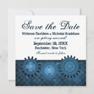 Invitation Engrenages Steampunk Sauvez la date Invitation, Bl