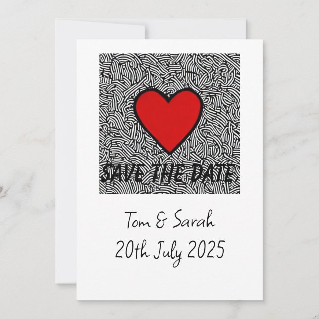Invitation enregistrer la date amour coeur mariage (Devant)