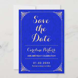 Invitation Enregistrer la date Anniversaire - Gold Royal Blue