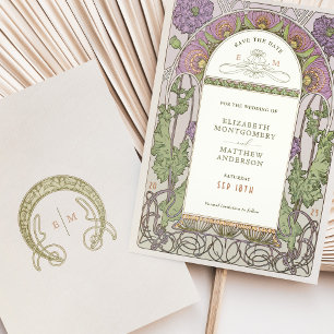 Invitation Enregistrer la date Art Nouveau Vintage par Mucha