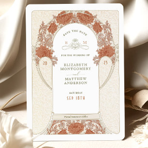 Invitation Enregistrer la date Art Nouveau William Morris Inv