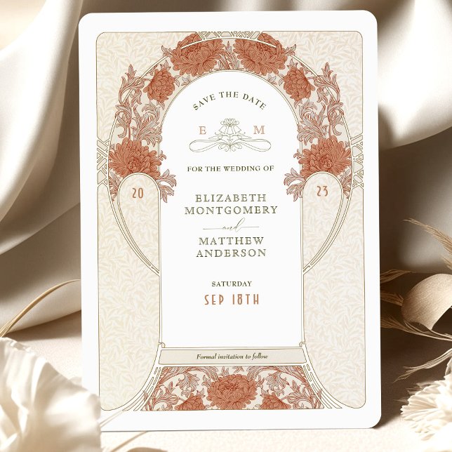 Invitation Enregistrer la date Art Nouveau William Morris Inv (Créateur téléchargé)