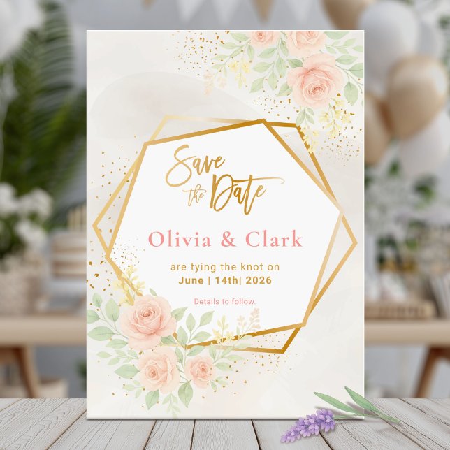 Invitation Enregistrer la Date avec des fleurs pastel moelleu (Créateur téléchargé)