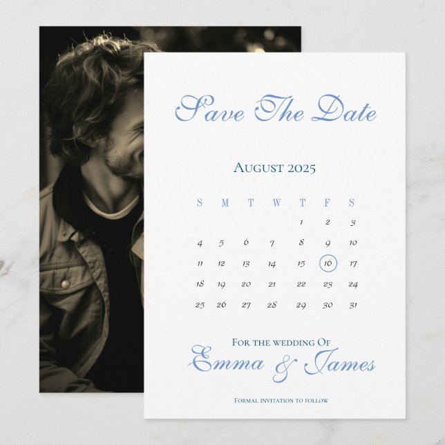 Invitation Enregistrer la date avec le calendrier (Devant / Derrière)