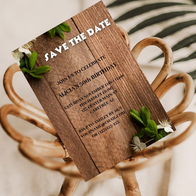 Invitation Enregistrer la date Blanc Brown 50e anniversaire I (Créateur téléchargé)