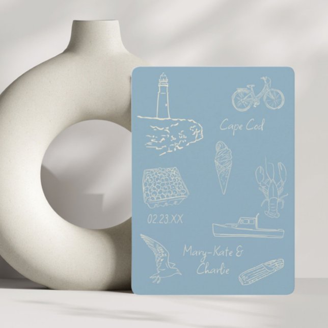 Invitation Enregistrer la date bleu poussiéreux Nouvelle-Angl (Créateur téléchargé)