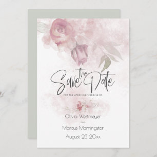 Invitation Enregistrer la date Bohemian Dusty Rose rose flora