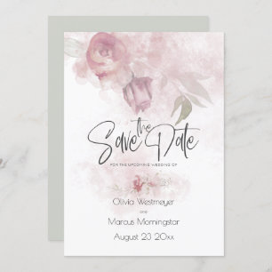 Invitation Enregistrer la date Bohemian Dusty Rose rose flora