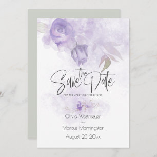 Invitation Enregistrer la date Bohemian Light Purple Floral