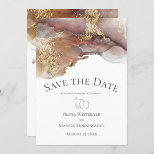 Invitation Enregistrer la date Bronze cuivre et or en encre m