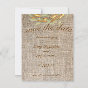 Invitation Enregistrer la date Burlap Wreath Fall