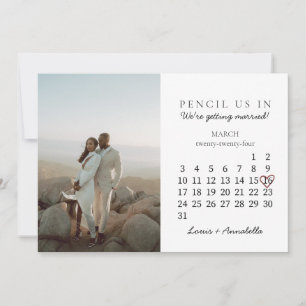 Invitation Enregistrer la date Calendrier Coeur Rose décembre