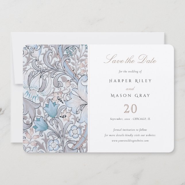 Invitation Enregistrer La Date Classic Golden Lily Pastel Mar (Devant)