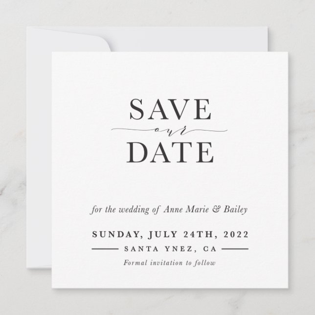 Invitation ENREGISTRER LA DATE conception personnalisée Anne  (Devant)