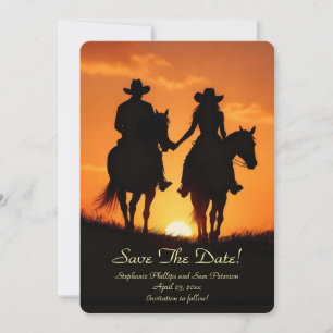 Invitation Enregistrer la date Country Western Cowboy Cowgirl